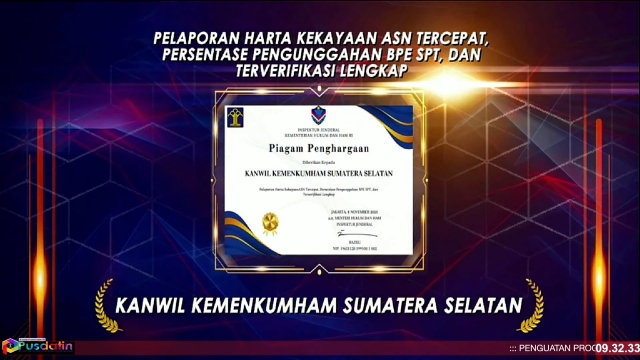 Penghargaan LHKASN Kemenkumham Sumsel