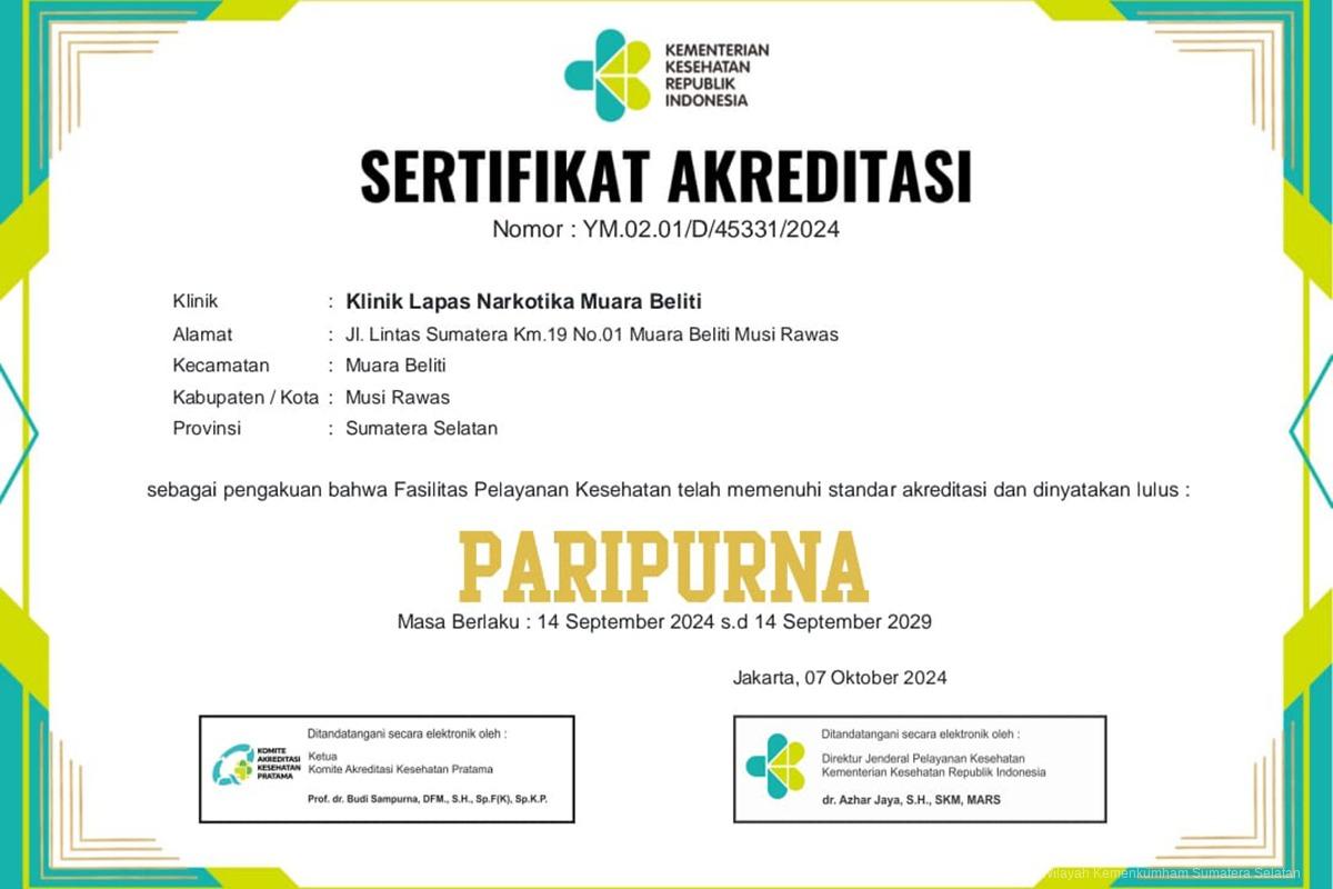 klinik paripurna sumsel lapas 2